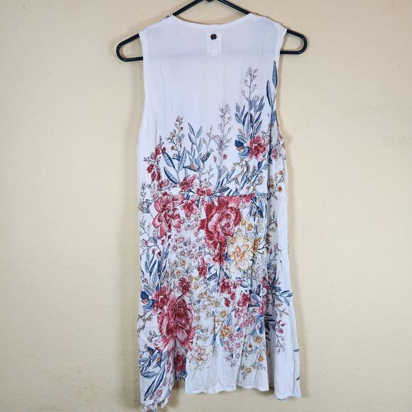 Billabong Floral Mini Dress  thick tank top floral peasant‎ Beachy Pink Size M - Picture 8 of 9